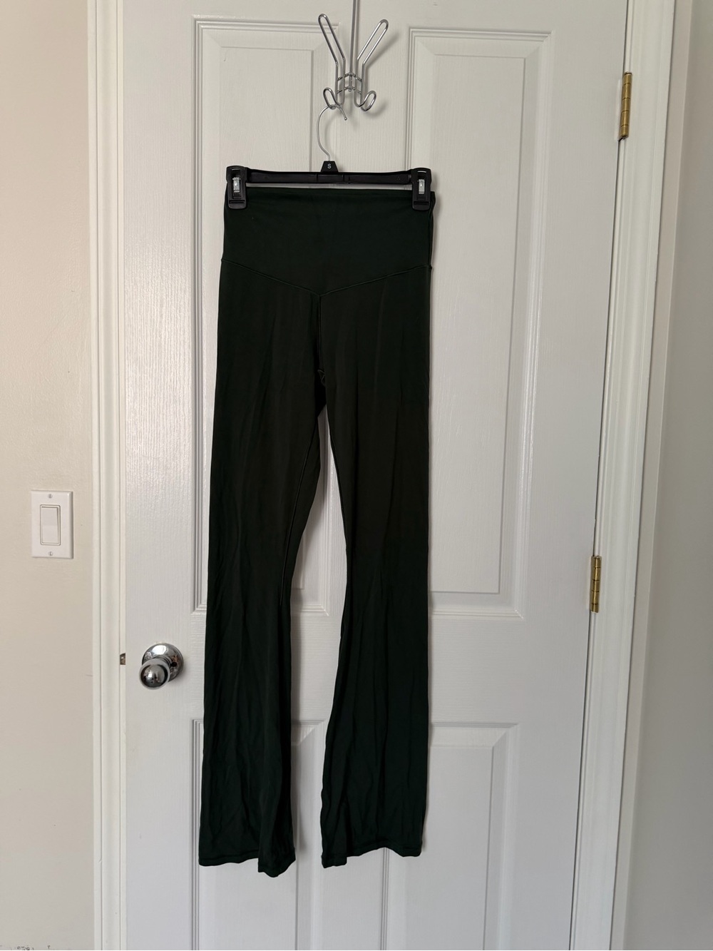 Arie Dark Green Flare Leggings - High Waist Comfort